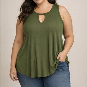 Torrid 1X Super Soft Olive Strappy Tank
